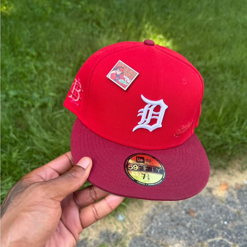 Big League Chew x Detroit Tigers Red and Maroon Fitted Cap